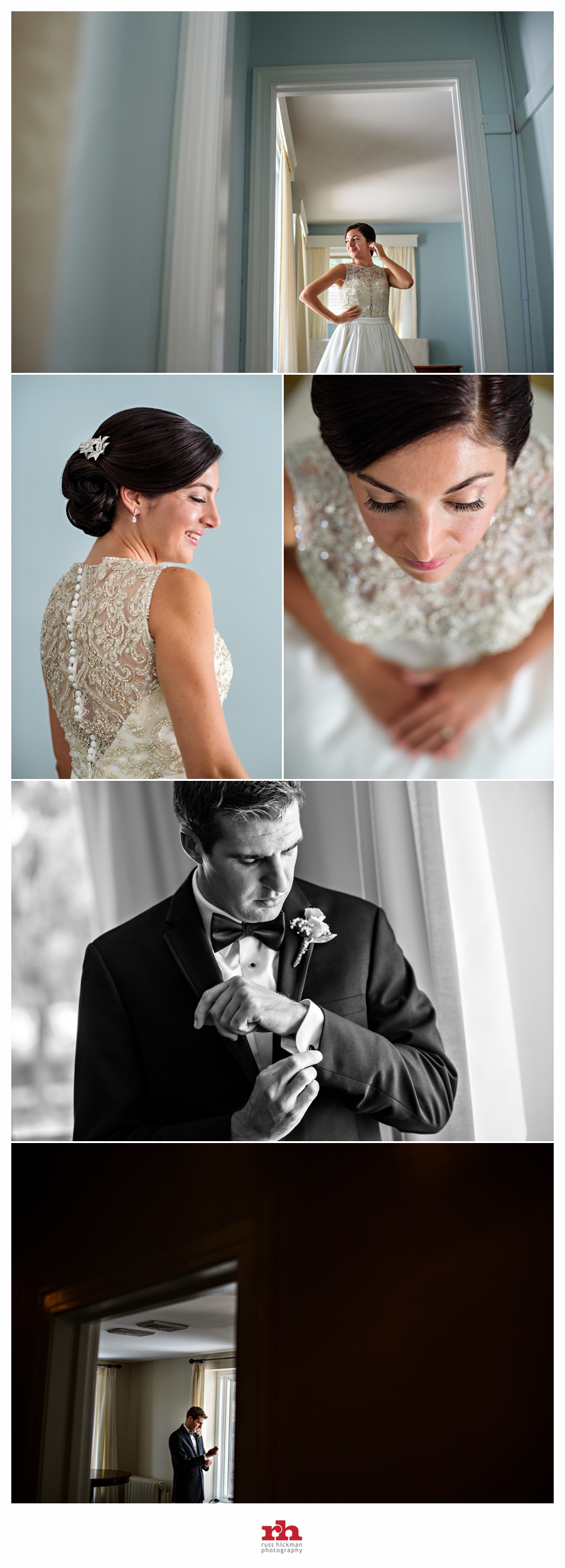 Portraits of the Bride and Groom before the Ceremony at The Manor House at Prophecy Creek Park.